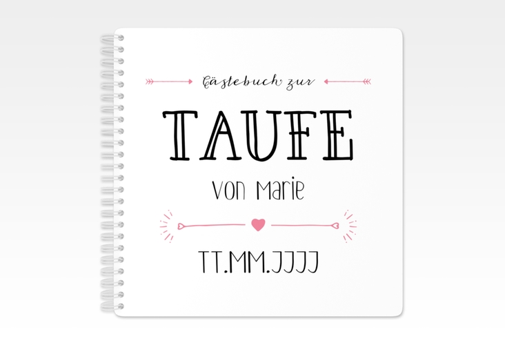 Gästebuch Taufe Lettering Ringbindung rosa