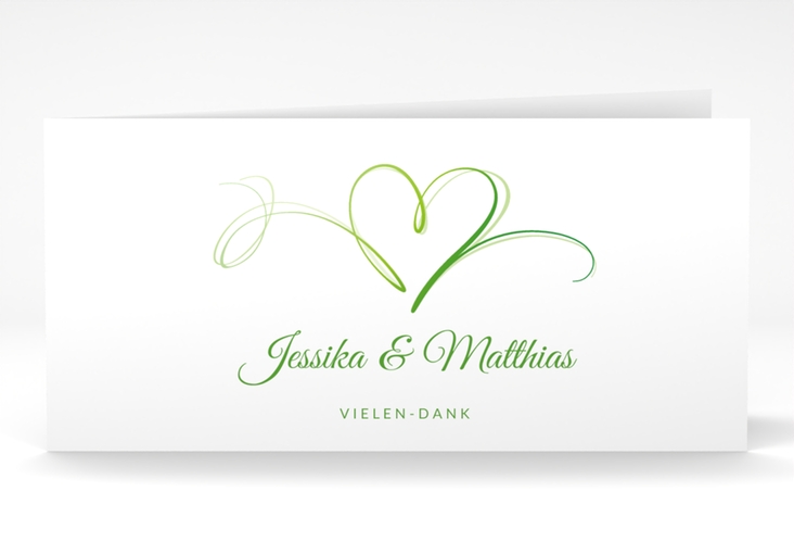 Dankeskarte Hochzeit Envie lange Klappkarte quer gruen hochglanz