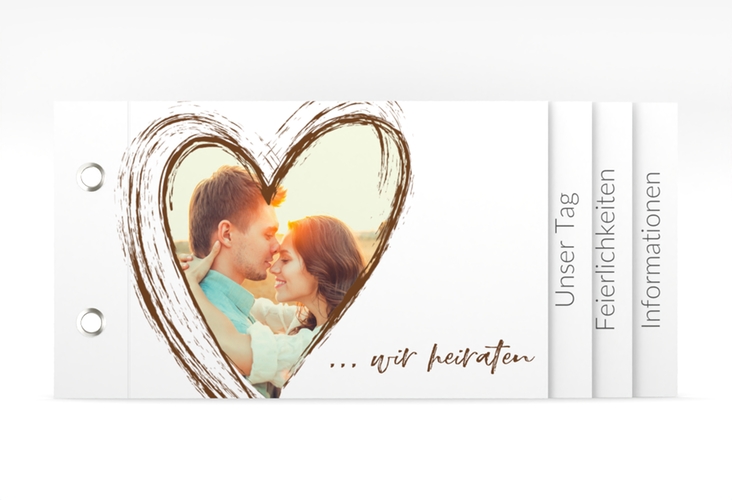 Hochzeitseinladung Liebe Booklet braun