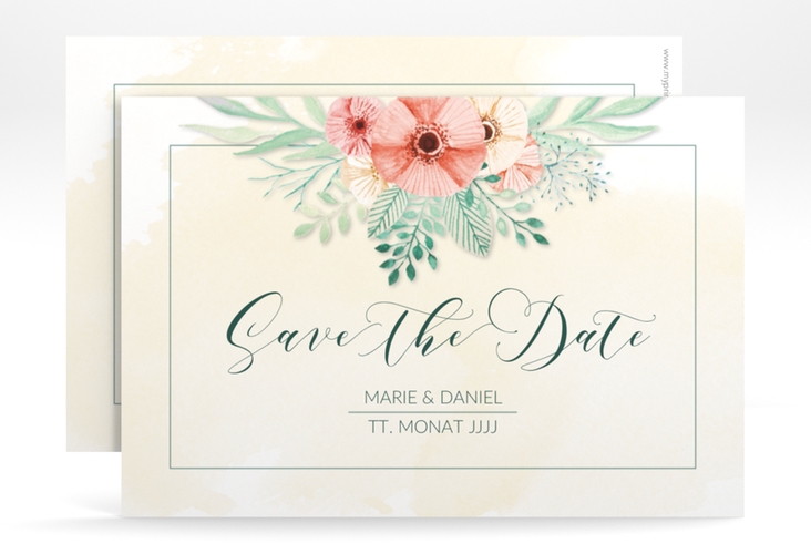 Save the Date-Karte Hochzeit Surfinia A6 Karte quer apricot hochglanz