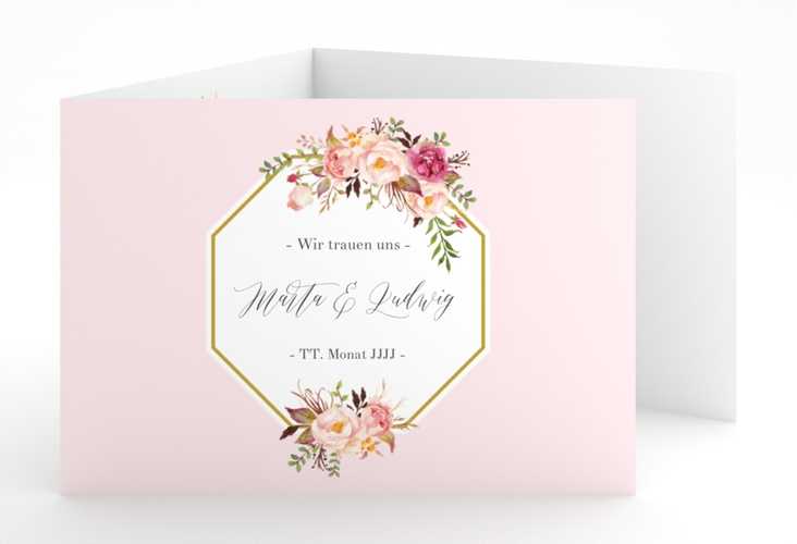 Hochzeitseinladung Prachtvoll A6 Doppel-Klappkarte rosa hochglanz