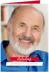 Einladung 70. Geburtstag Happy A6 Klappkarte hoch rot