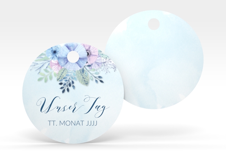 Geschenkanhänger Hochzeit Surfinia Geschenkanhänger, rund blau