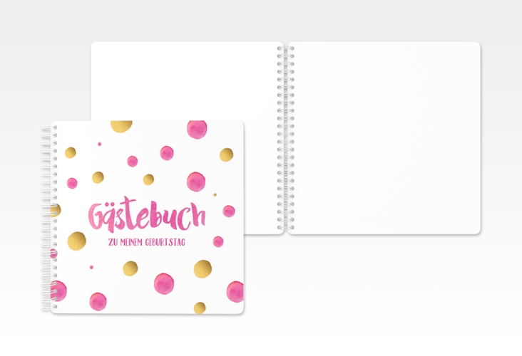 Gästebuch Geburtstag Dots Ringbindung pink