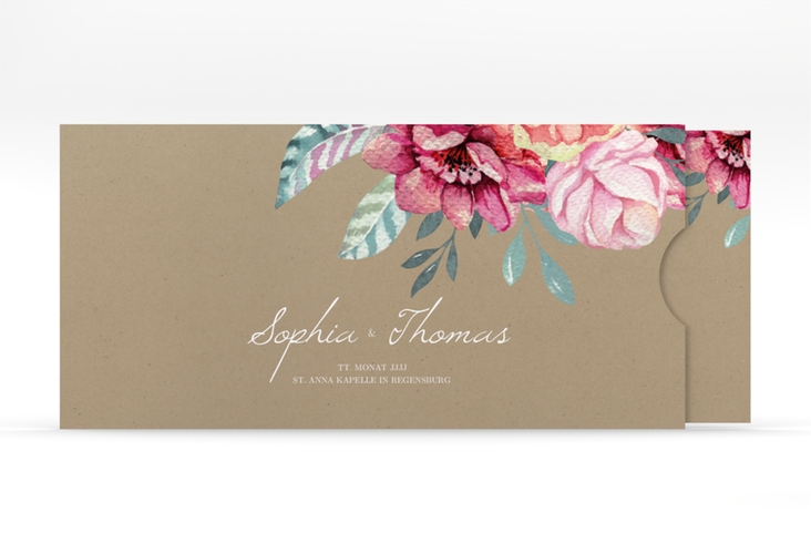 Hochzeitseinladung Blooming Einsteckkarte Kraftpapier hochglanz