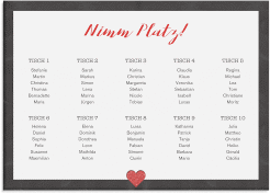Klick: Details zu Sitzplan Leinwand Hochzeit "Sparkly" anzeigen Sitzplan Leinwand Hochzeit Sparkly 70 x 50 cm Leinwand rot