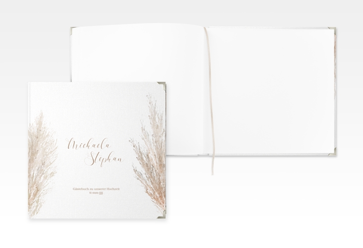 Gästebuch Selection Hochzeit Pampasgras Leinen-Hardcover weiss