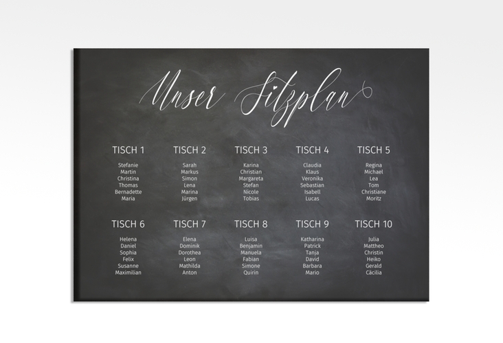 Sitzplan Leinwand Hochzeit Chalkboard 70 x 50 cm Leinwand