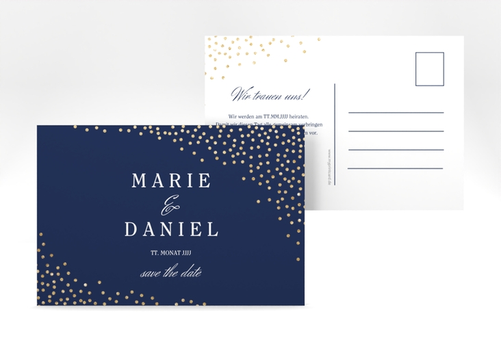 Save the Date-Postkarte Glitter A6 Postkarte blau hochglanz