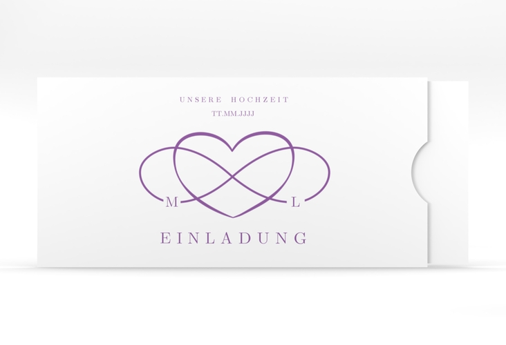 Hochzeitseinladung Infinity Einsteckkarte lila hochglanz