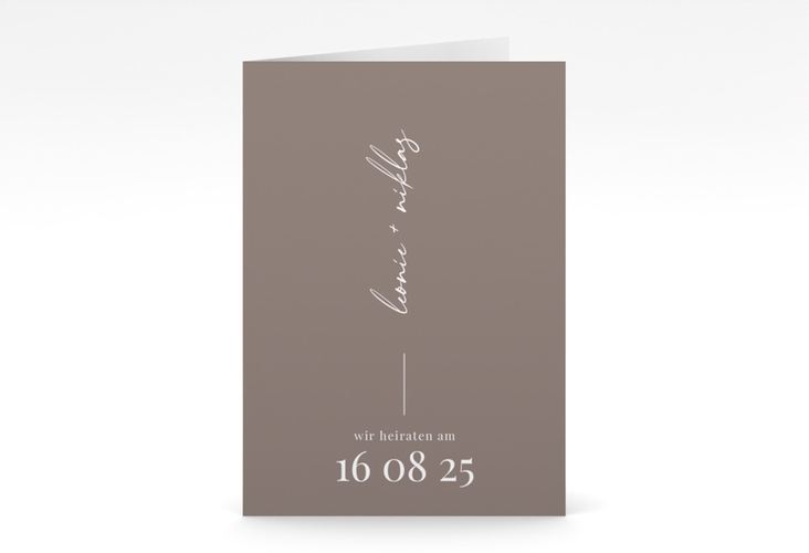 Einladungskarte Hochzeit Idylle A6 Klappkarte hoch braun hochglanz
