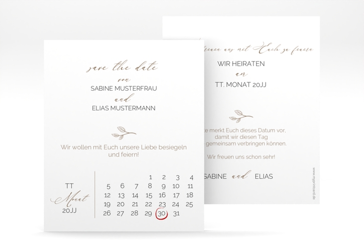Save the Date-Kalenderblatt Plain Kalenderblatt-Karte
