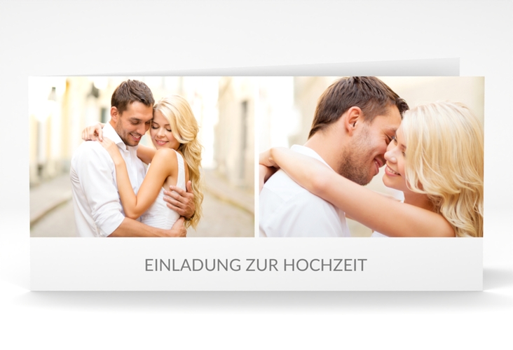 Hochzeitseinladung Vista lange Klappkarte quer weiss