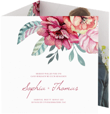 Klick: Details zu Dankeskarte Hochzeit "Blooming" anzeigen Dankeskarte Hochzeit Blooming quadr. Doppel-Klappkarte weiss