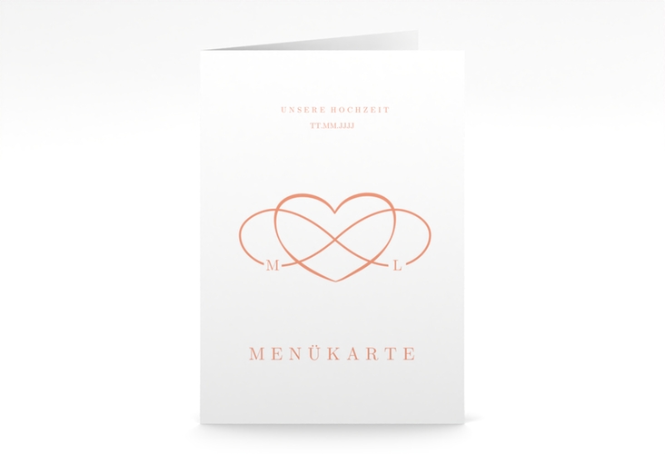 Menükarte Hochzeit Infinity A5 Klappkarte hoch apricot