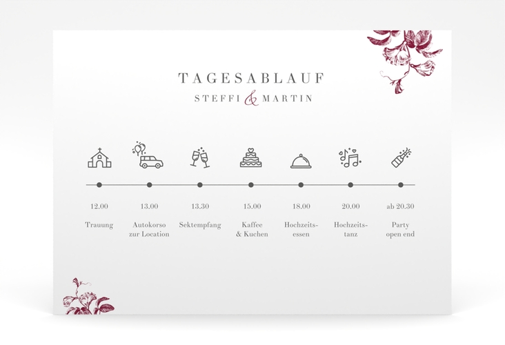 Tagesablauf Poster Hochzeit Magnificent 70 x 50 cm Poster rot