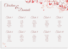 Klick: Details zu Sitzplan Leinwand Hochzeit "Lilly" anzeigen Sitzplan Leinwand Hochzeit "Lilly" 70 x 50 cm Leinwand pink