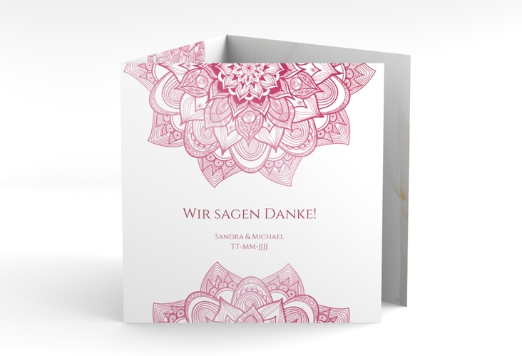 Dankeskarte Hochzeit Delight quadr. Doppel-Klappkarte pink