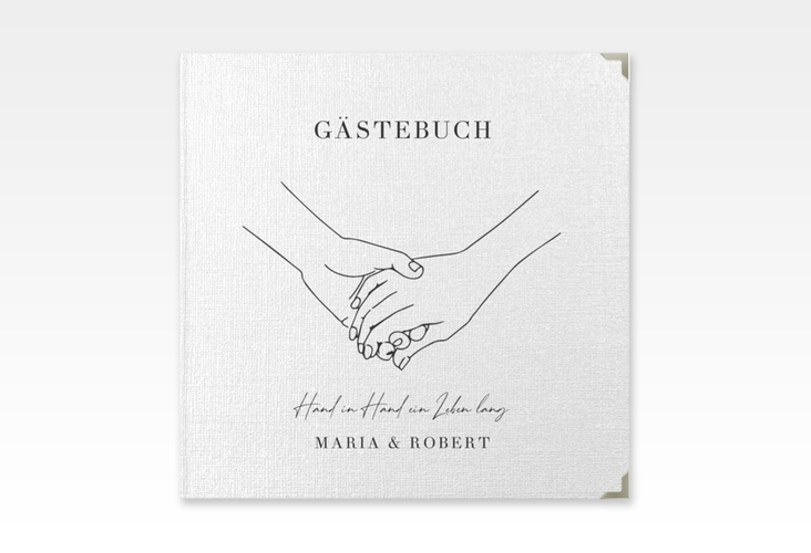 Gästebuch Selection Hochzeit Hands Leinen-Hardcover mit sich haltenden Händen im Monoline-Stil