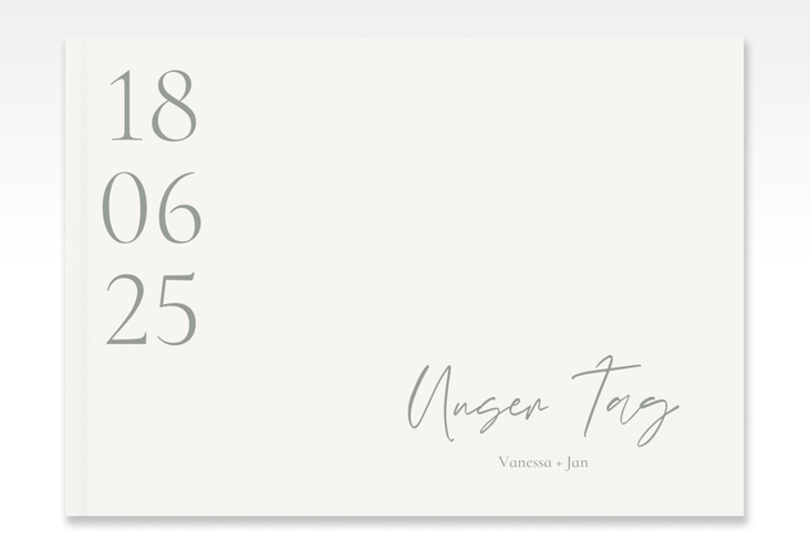 Gästebuch A4 quer Day A4 quer, Hardcover weiss mit Datum im minimalistischen Design