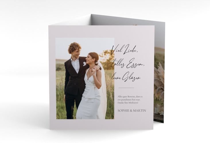 Dankeskarte Hochzeit Liebesbekundung quadr. Doppel-Klappkarte grau