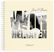Gästebuch Hochzeit Letters Ringbindung beige