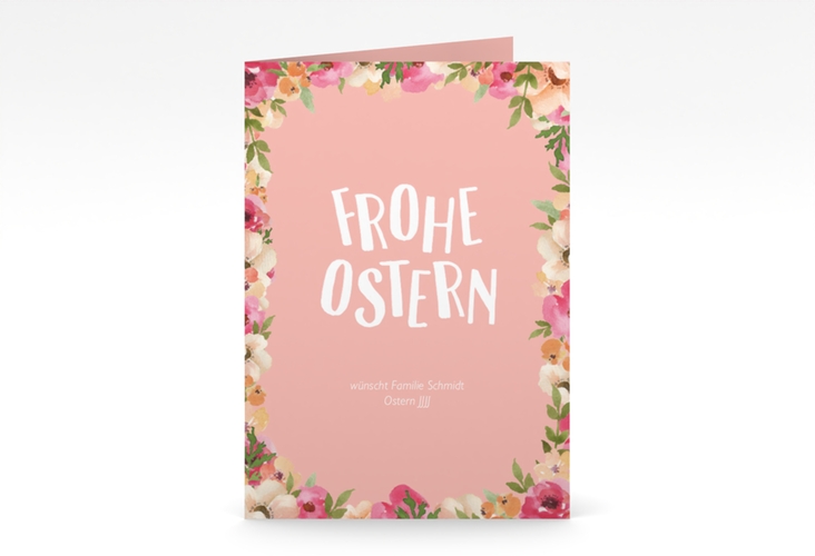 Osterkarte Spring A6 Klappkarte hoch rosa