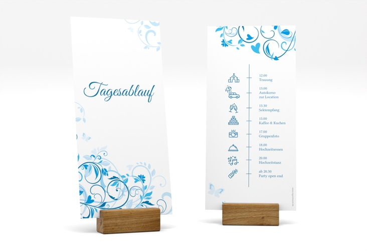 Tagesablauf Hochzeit Lilly lange Karte hoch blau