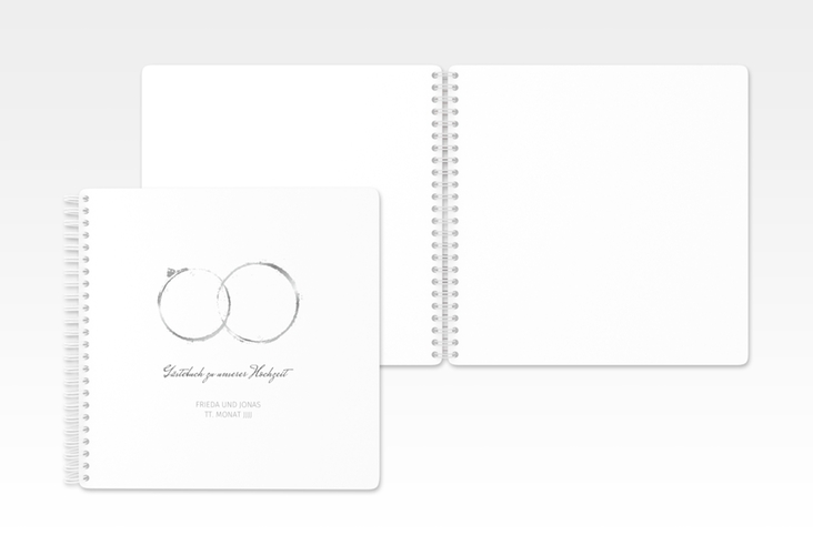 Gästebuch Hochzeit Trauringe Ringbindung grau minimalistisch gestaltet mit zwei Eheringen