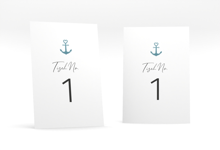 Tischnummer Hochzeit Ankerliebe Tischaufsteller im minimalistischen maritimen Design mit Anker