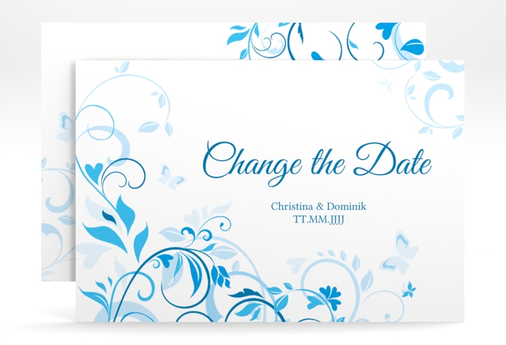 Change the Date-Karte Lilly A6 Karte quer blau