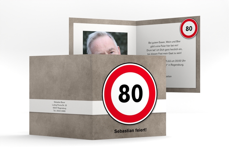 Einladung 80. Geburtstag Emil/Emma quadr. Klappkarte