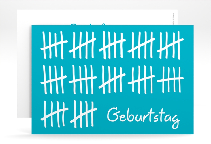 Einladung 60. Geburtstag Strichliste A6 Karte quer blau