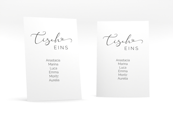 Tischaufsteller Hochzeit Jawort Tischaufsteller weiss hochglanz modern minimalistisch mit veredelter Aufschrift