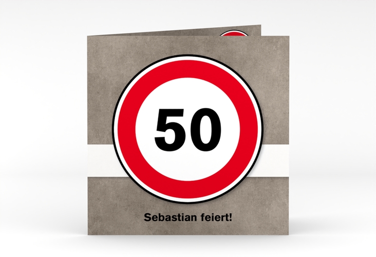 Einladung 50. Geburtstag Emil/Emma quadr. Klappkarte