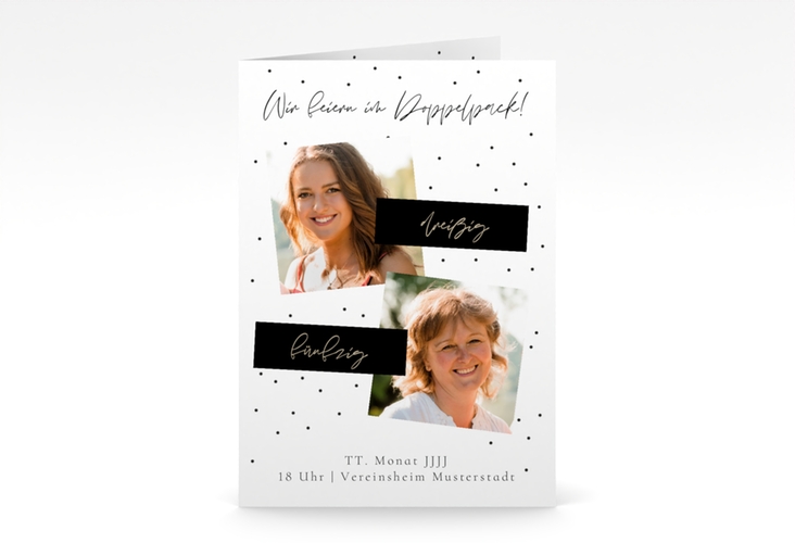 Einladung Geburtstag Gemeinsam A6 Klappkarte hoch