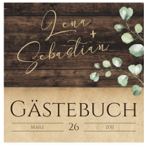 Klick: Details zu Gästebuch Creation "Landhaus" anzeigen Gästebuch Creation Landhaus 20 x 20 cm, Hardcover braun in Holz-Optik mit Eukalyptus