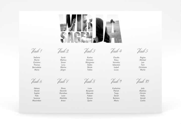 Sitzplan Poster Hochzeit Letters 70 x 50 cm Poster