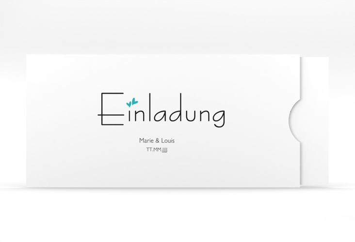 Hochzeitseinladung Twohearts Einsteckkarte tuerkis