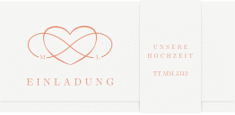 Klick: Details zu Hochzeitseinladung "Infinity" anzeigen Hochzeitseinladung Infinity Wickelfalzkarte + Banderole apricot
