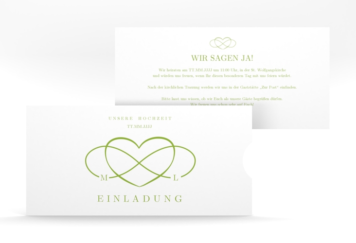 Hochzeitseinladung Infinity Einsteckkarte gruen hochglanz
