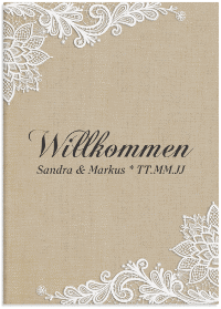 Klick: Details zu Willkommensschild Leinwand "Lace" anzeigen Willkommensschild Leinwand "Lace" 50 x 70 cm Leinwand beige