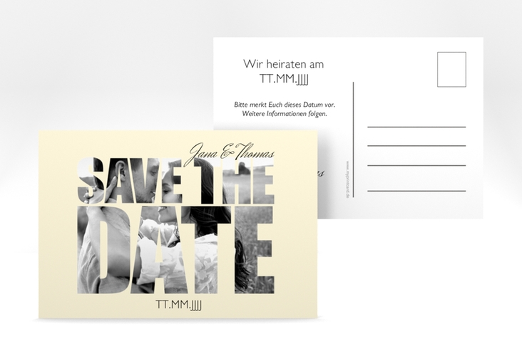 Save the Date-Postkarte  Letters A6 Postkarte beige hochglanz