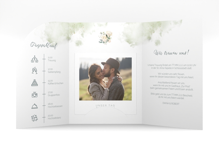 Hochzeitseinladung Adore mittlere Bogen-Wickelfalzkarte hochglanz