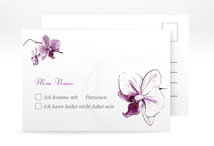 Antwortkarte Hochzeit "Modena" DIN A6 Postkarte weiss