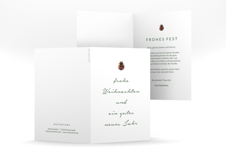 Geschäftliche Weihnachtskarte Waldliebend A6 Klappkarte hoch weiss