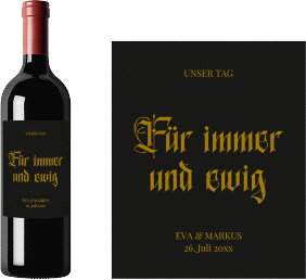 Weinetikett zur Hochzeit Wednesday Etikett Weinflasche 4er Set schwarz