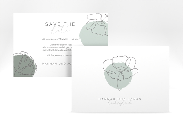 Save the Date-Karte Flowerline A6 Karte quer