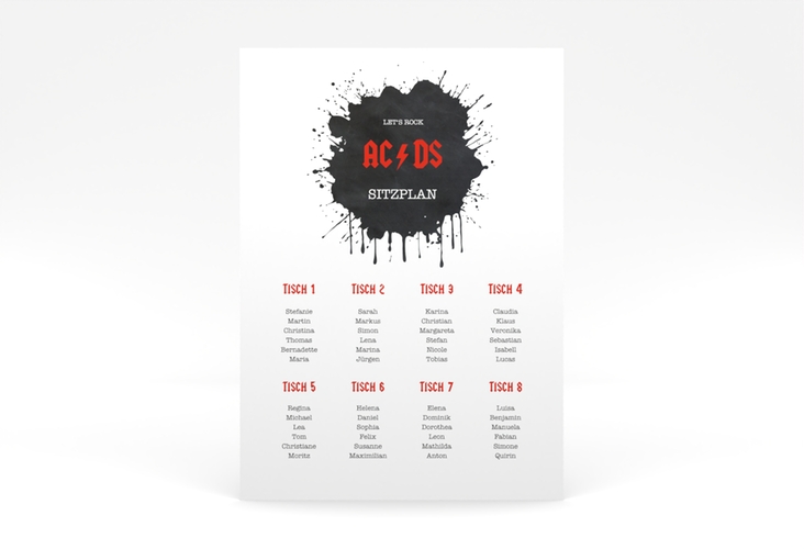 Sitzplan Poster Hochzeit Hardrock 50 x 70 cm Poster für Rockband-Fans