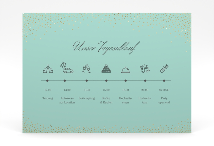 Tagesablauf Poster Hochzeit Glitter 70 x 50 cm Poster mint